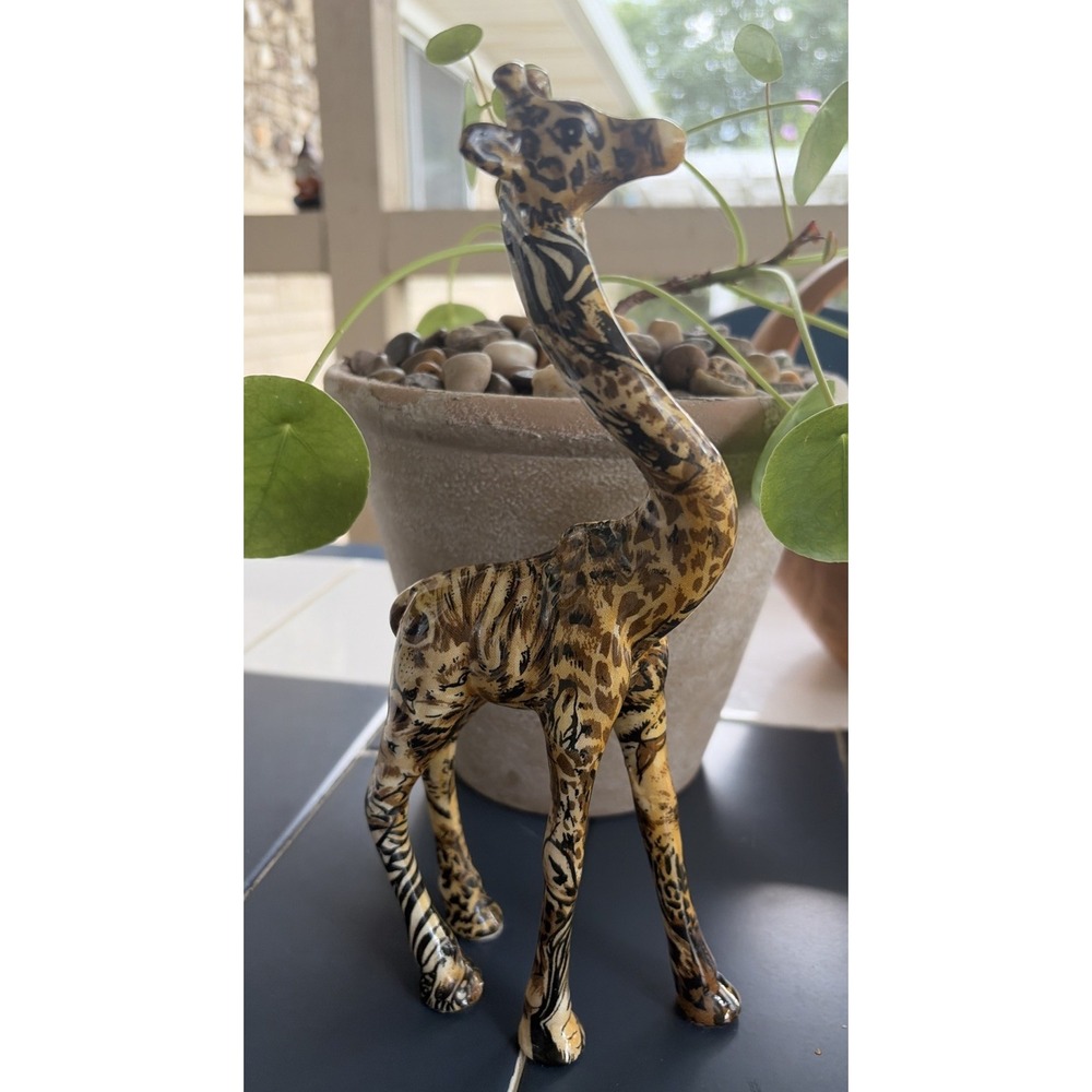 La Vie Standing Giraffe Safari Collection Animal Patchwork Figurine (E10)